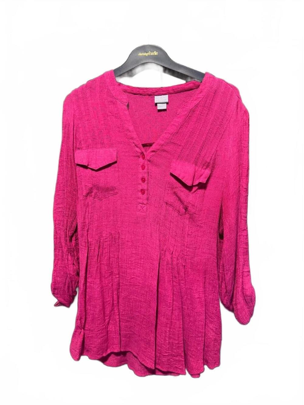 Laura Scott Pink Long Sleeve Tunic Top Size 2X